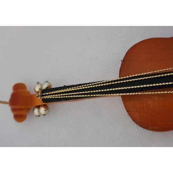 Ornament/Wall Hanging-Wooden Cello-Gold Strings-Musical Instrument - Picture 7 of 11